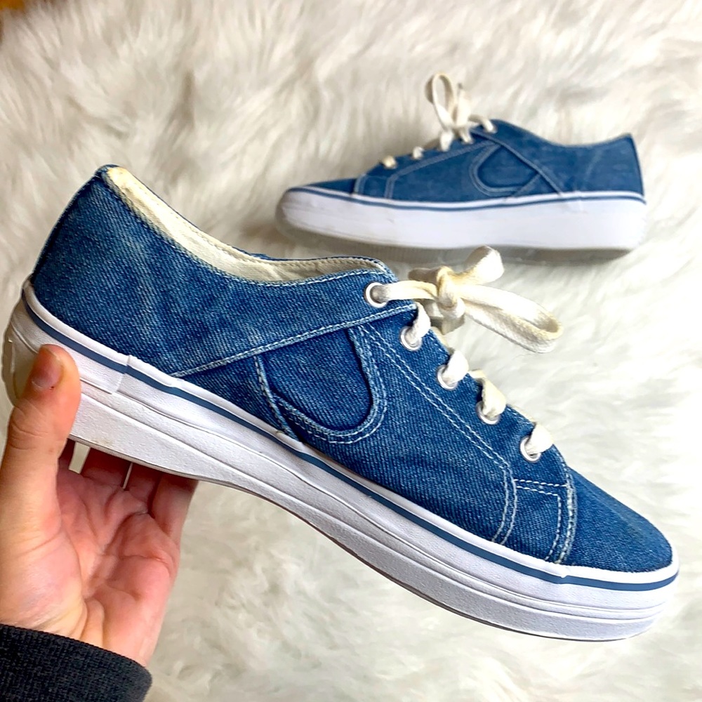 AdTec Women’s Denim Shoes Casual Blue Jean Sneakers Size 9